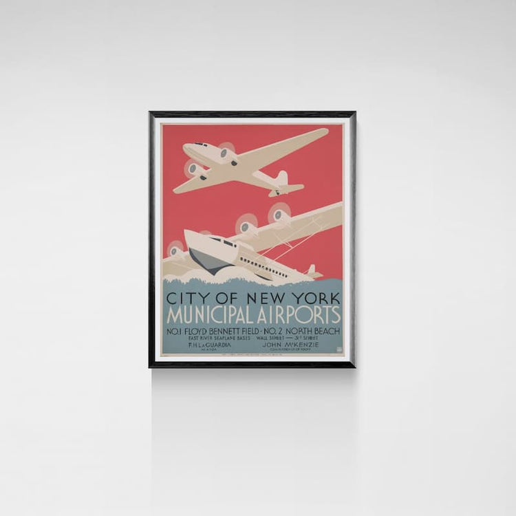 Vintage New York Municipal Airports Poster by Herzog, 1930s