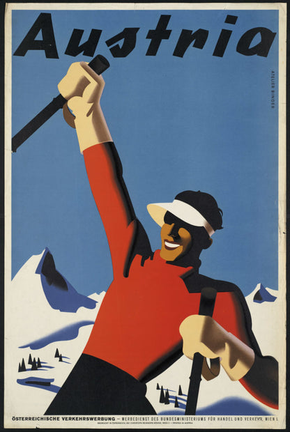 Austria vintage ski travel poster (1930s)