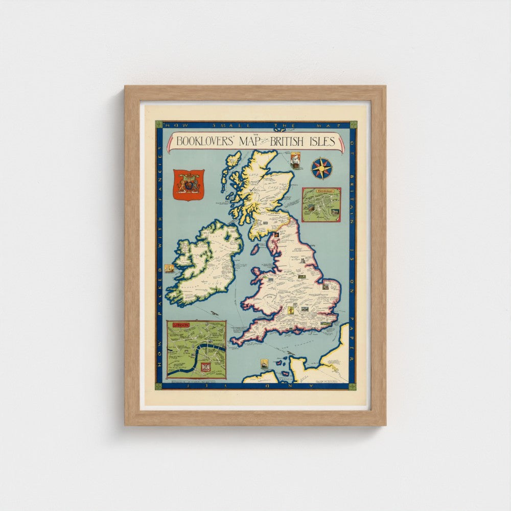 Framed map of the British Isles on a white background