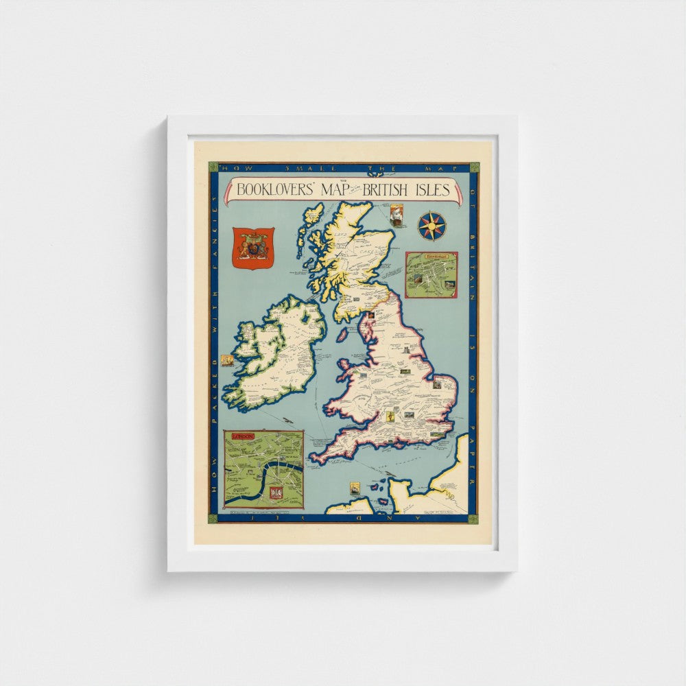 Framed map of the British Isles on a white background