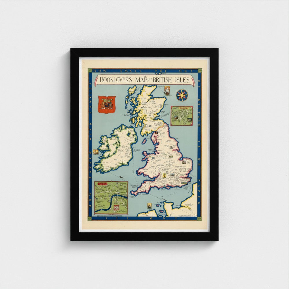 Framed map of the British Isles on a white background