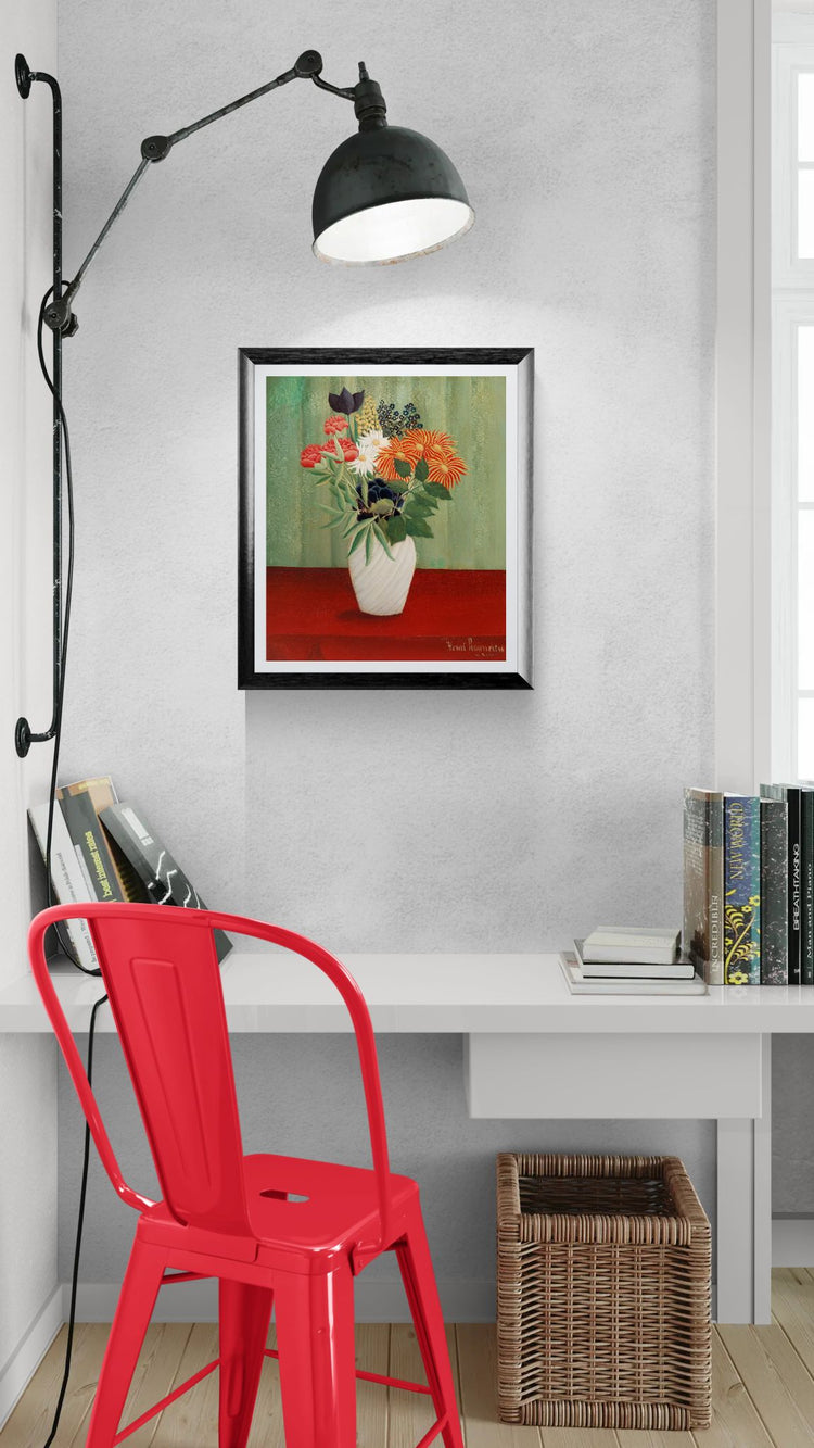 Henri Rousseau prints "Bouquet of Flowers" 1910 – Naïve Art Floral Illustration Fine Art Giclée Reproduction for Bohemian Decor