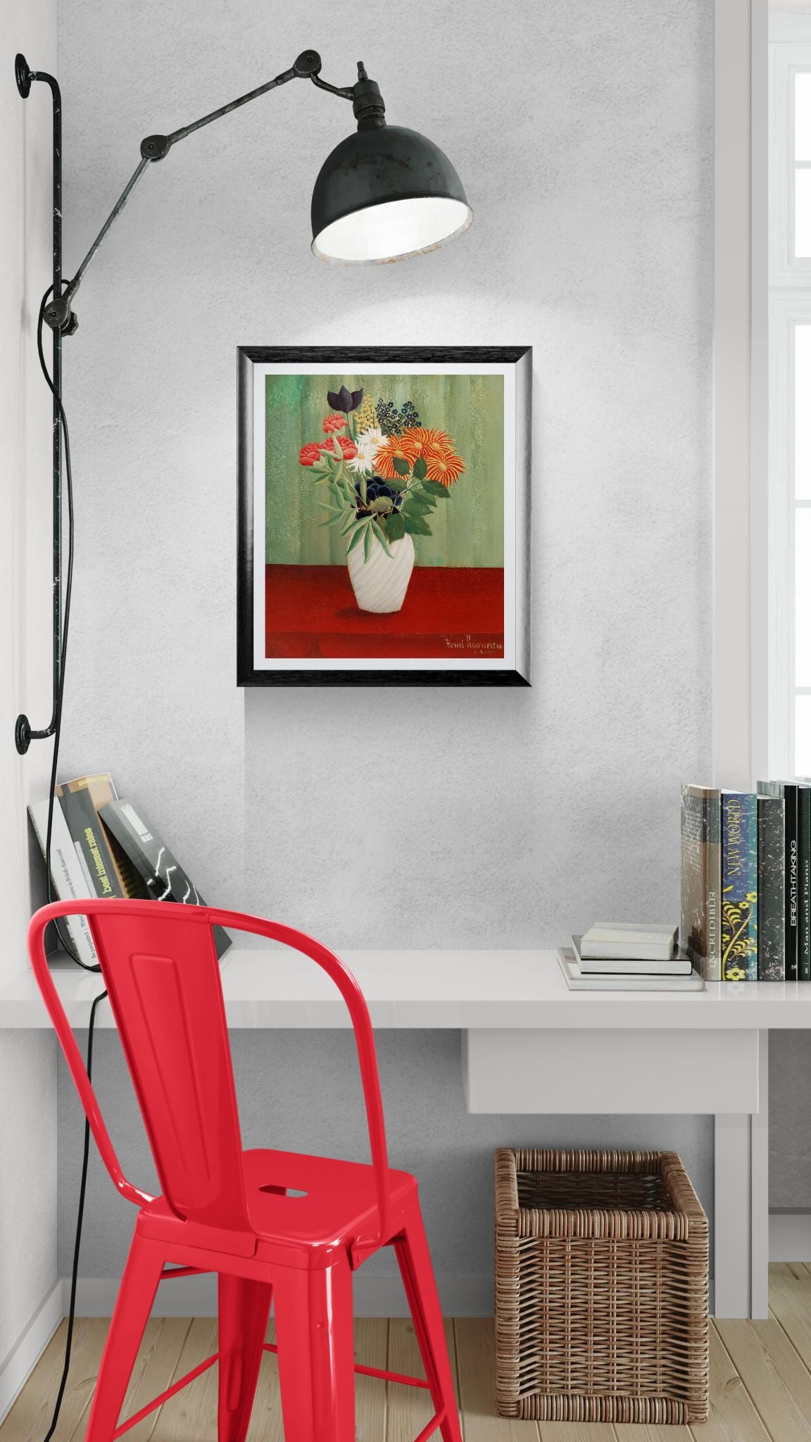 Henri Rousseau prints "Bouquet of Flowers" 1910 – Naïve Art Floral Illustration Fine Art Giclée Reproduction for Bohemian Decor