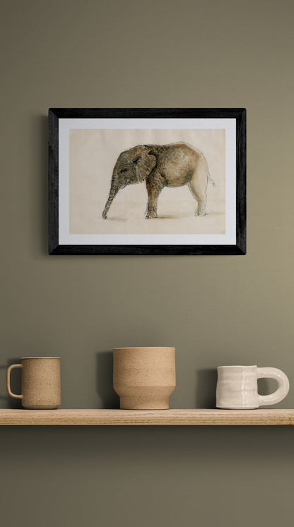 Elephant drawing wall art print (1890s) | Floris Verster