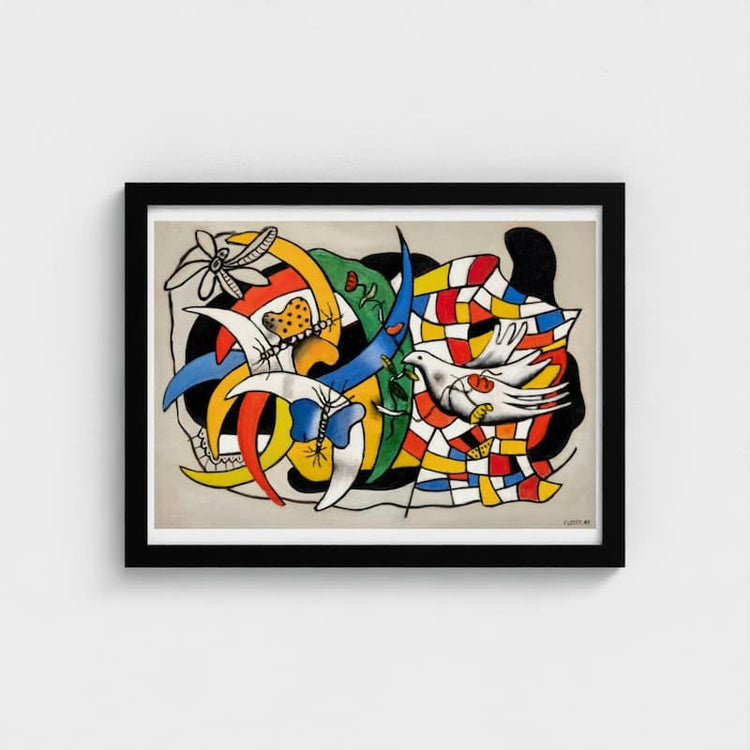 Colourful abstract prints - Un Oiseau et deux papillons (La Journée d’été) (1948) by Fernand Léger