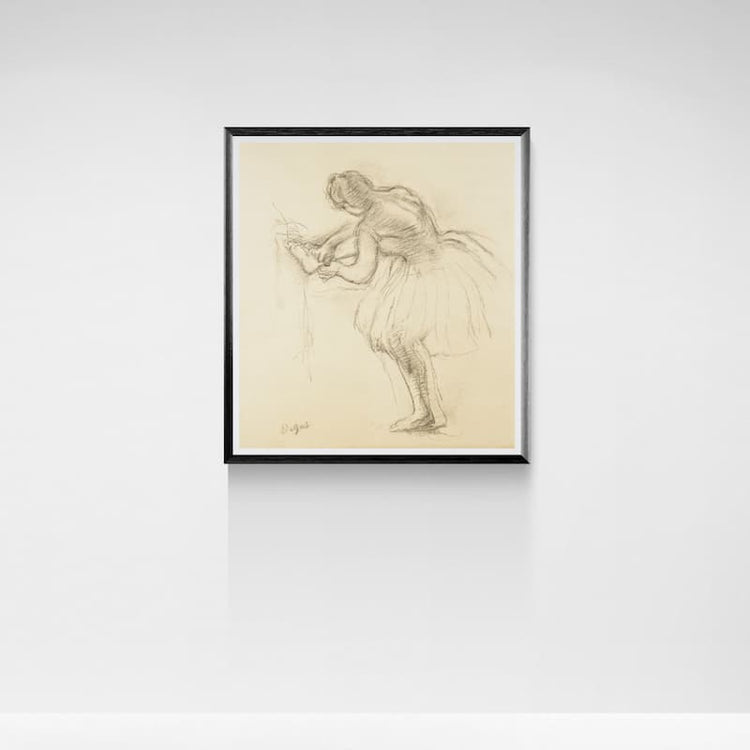 Ballerina Adjusting Her Slipper Art Print by Edgar Degas (1880s)
