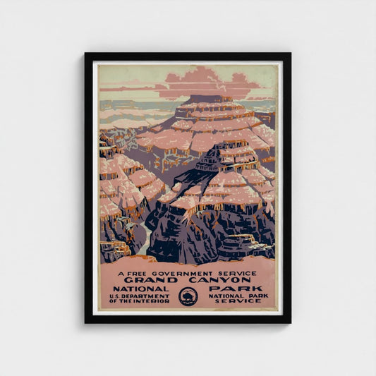 Framed poster of Grand Canyon National Park with a vintage design.