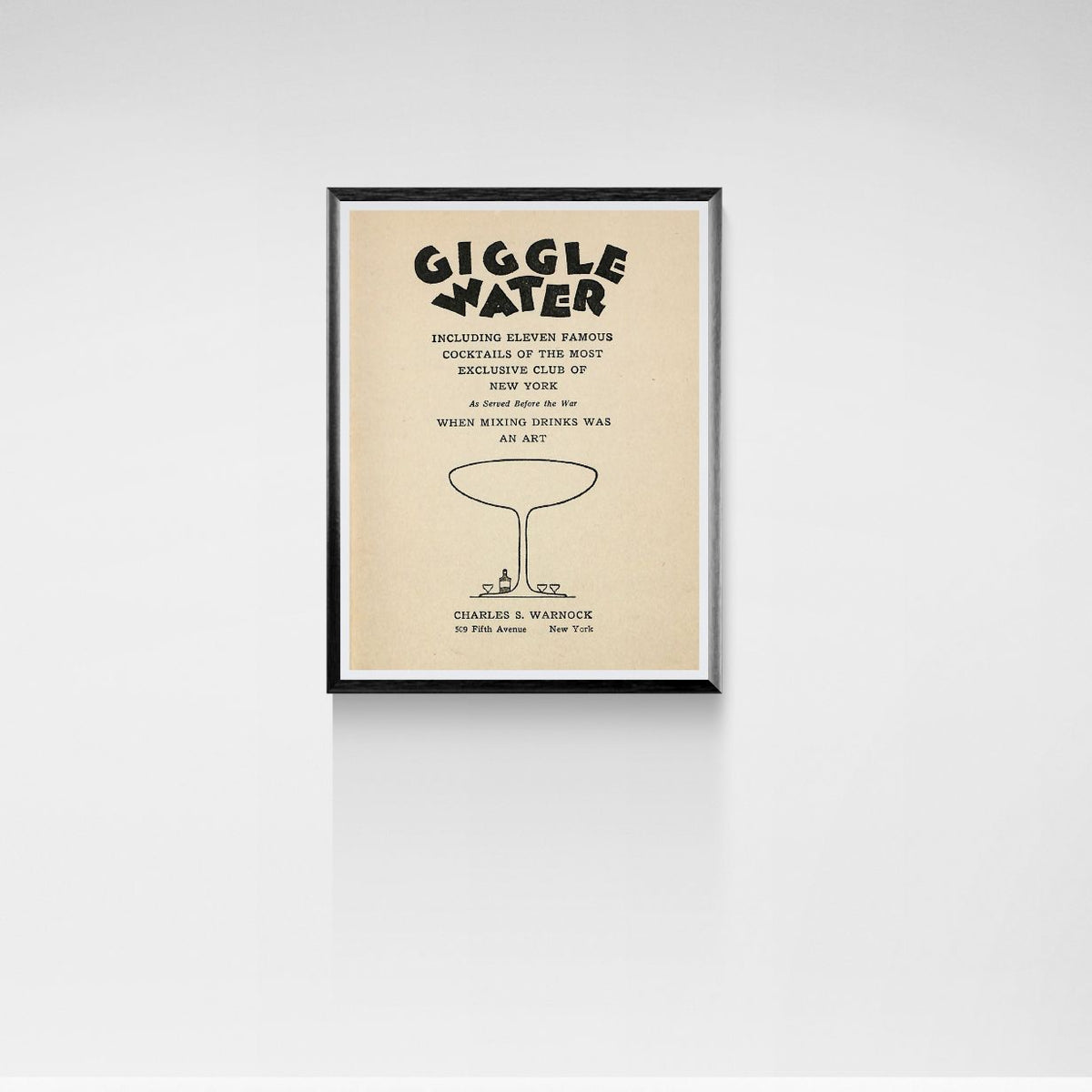 Framed poster with text and illustration on a beige background