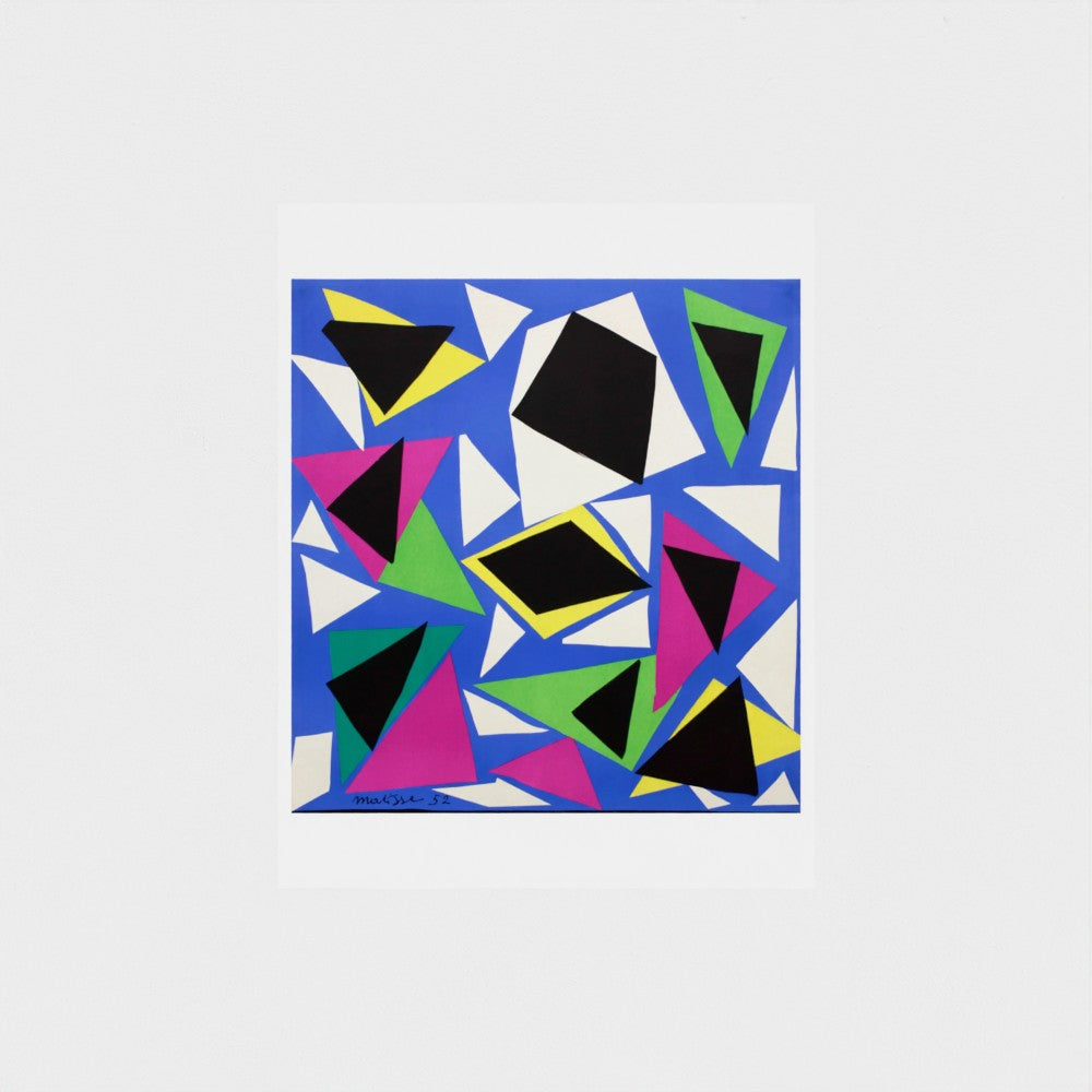 Colorful geometric pattern on a blue background