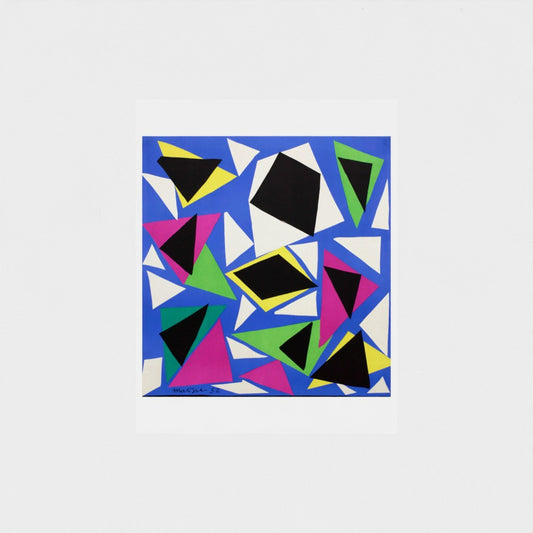 Colorful geometric pattern on a blue background