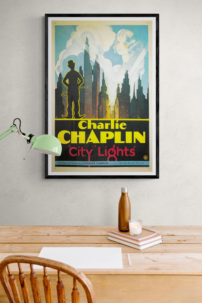 Charlie Chaplin movie poster “City Lights” (1930s)