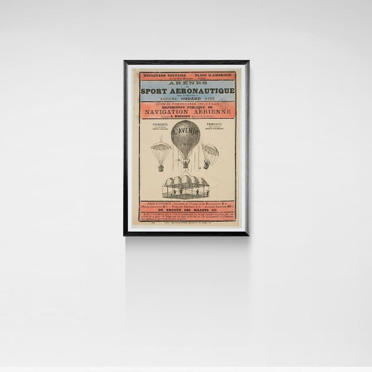Paris Hot Air Balloon Poster Print (c. 1885)