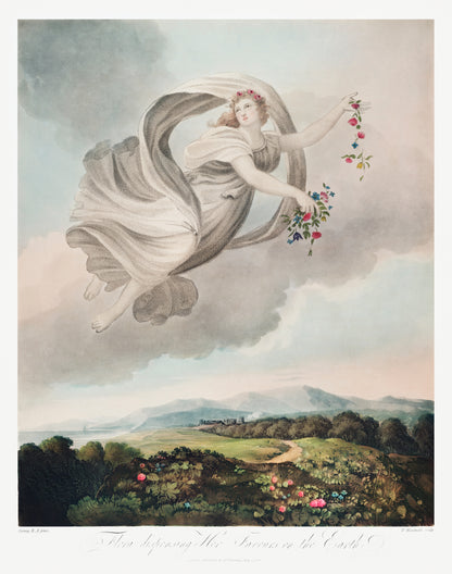 Flora dispensing her favours | Temple of Flora artwork (1800s) | Robert John Thornton