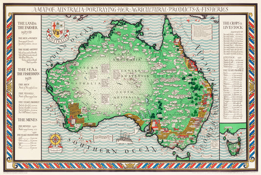 Agricultural map of Australia (1930s) | Vintage Australian posters | MacDonald Gil