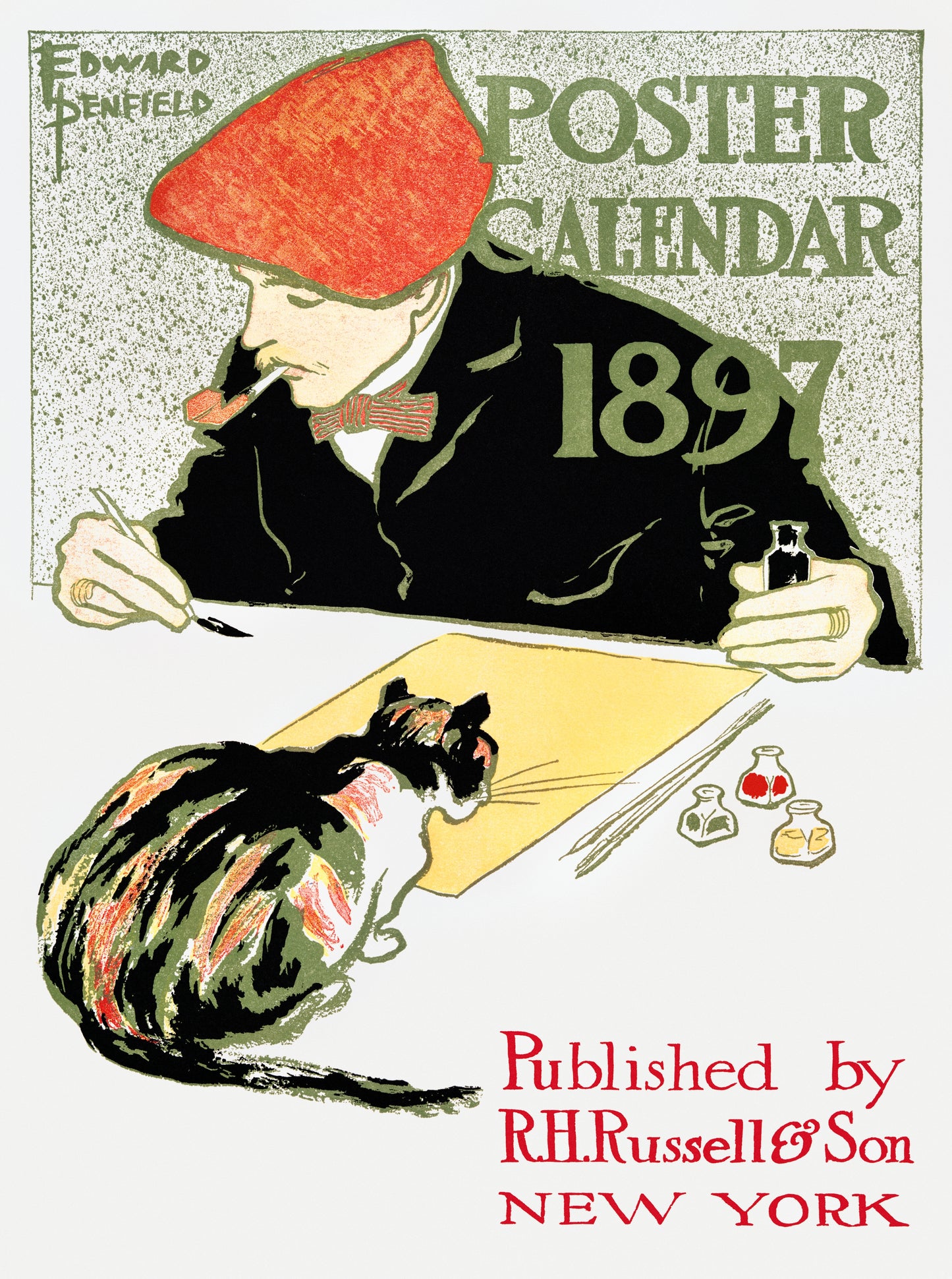 Calico cat poster calendar cover (1897) | Edward Penfield