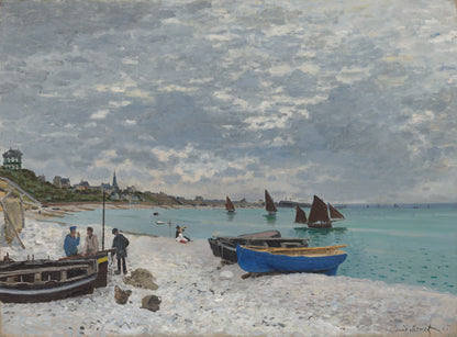 The Beach at Sainte-Addresse (1880s) | Claude Monet beach painting print