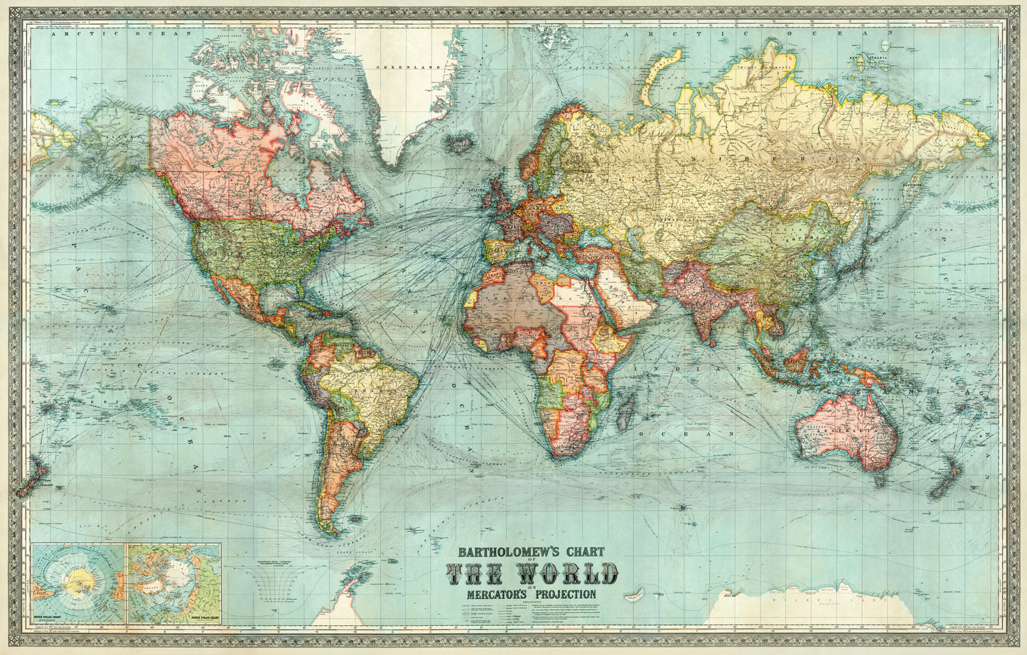 Bartholemew's Old World Map framed print (1914)