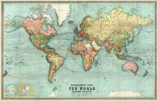 Bartholemew's Old World Map framed print (1914)