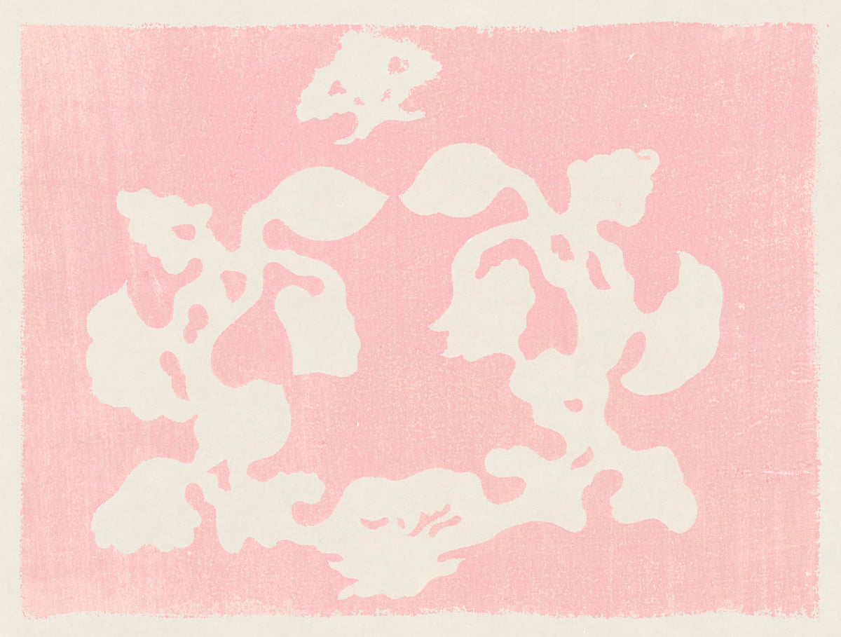 White floral pattern on a pink background