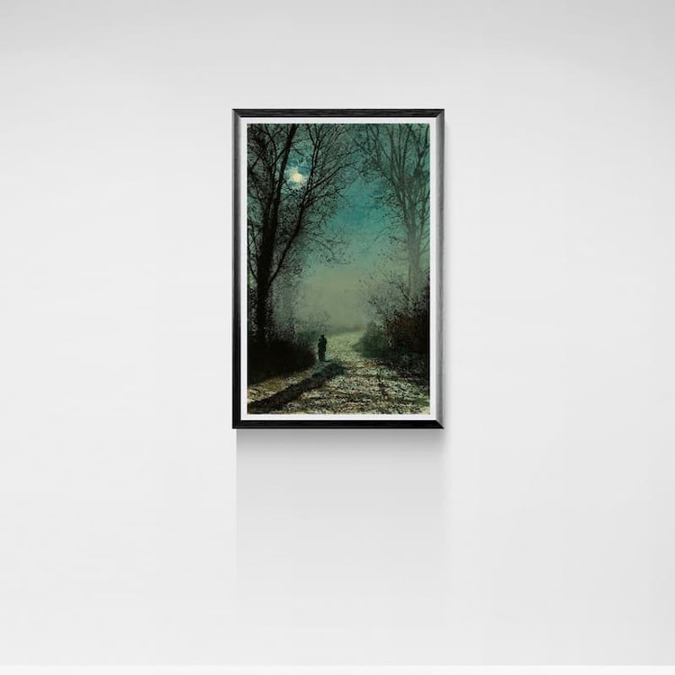 Lovers on a Moonlit Lane Art Print by John Atkinson Grimshaw (c. 1880)