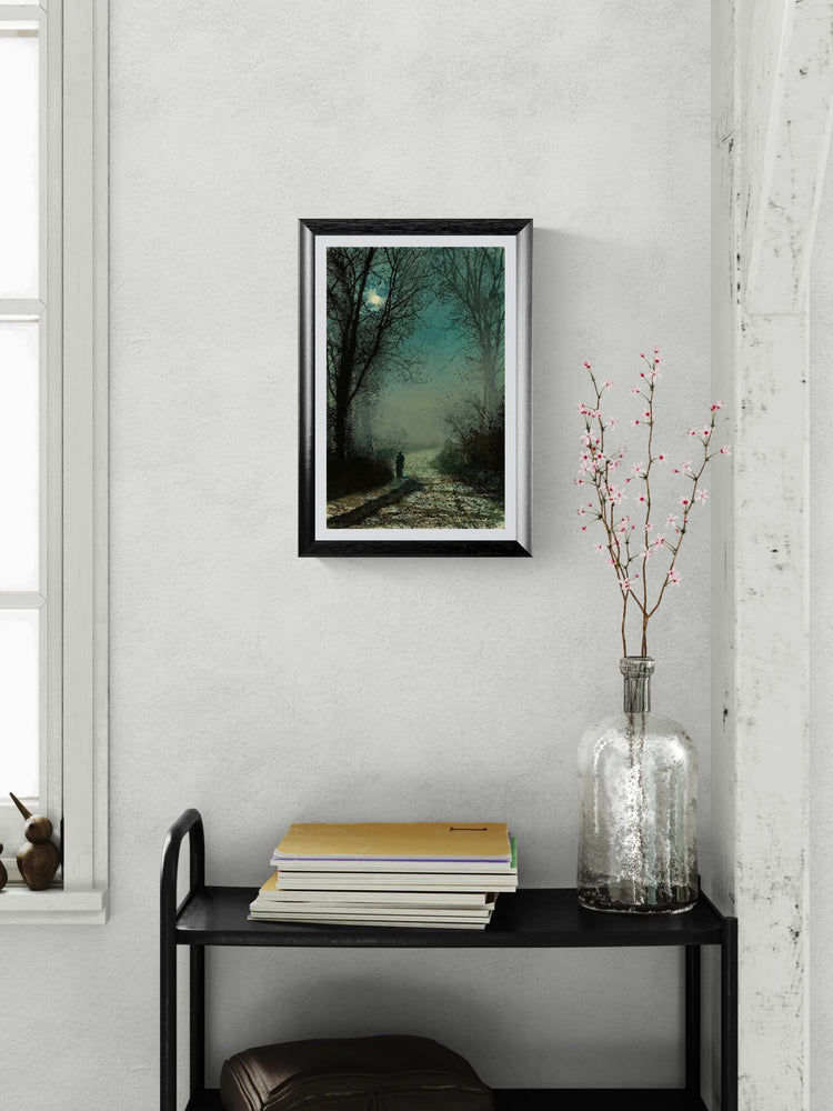 John Atkinson Grimshaw prints: Lovers on a Moonlit Lane (c. 1880) Giclée Nocturne