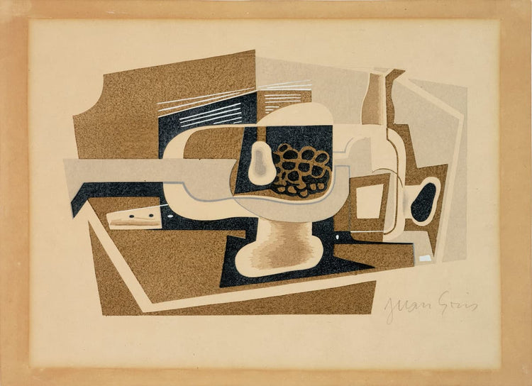 Abstract artwork with geometric shapes and a signature in the corner