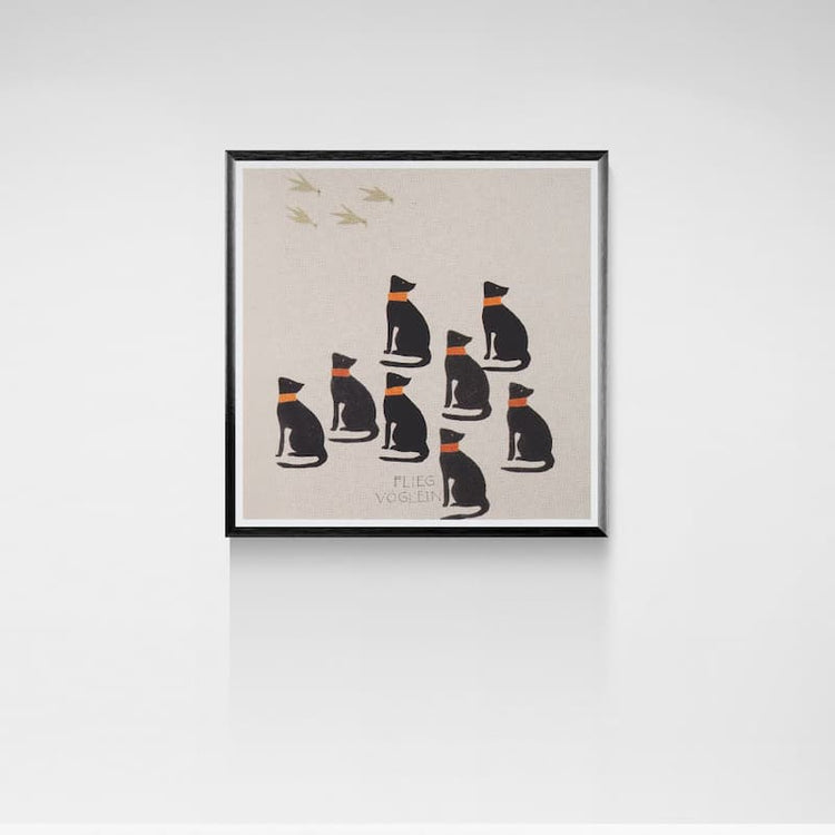 Vintage Black Cat Print by Koloman Moser, 1900s