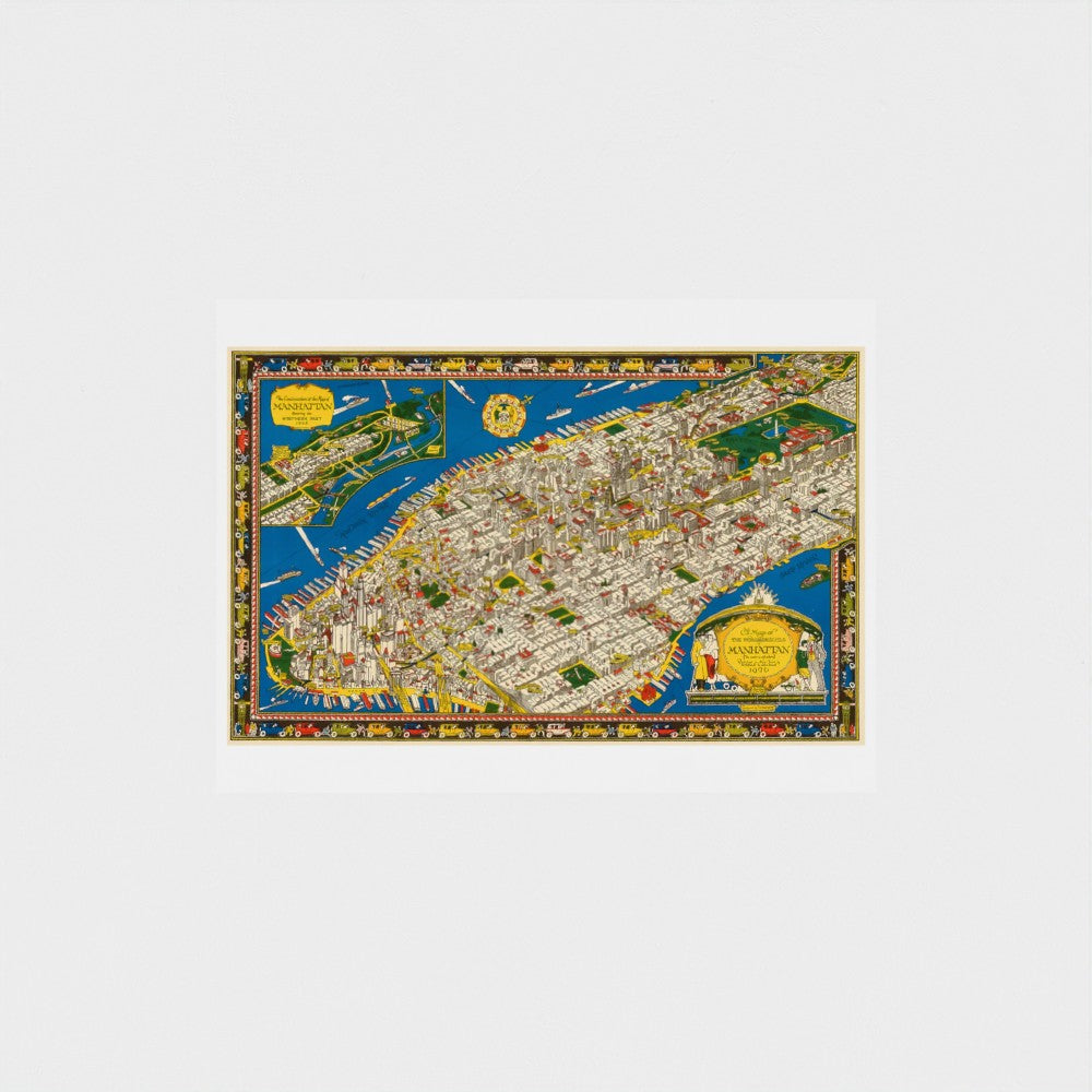 Colorful map of Manhattan on a white background