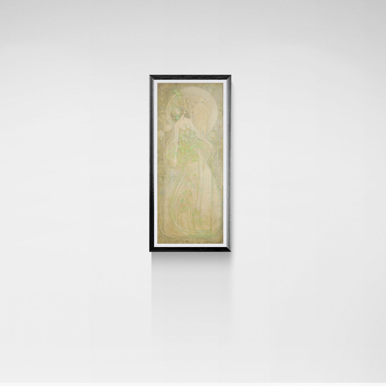 Framed Margaret Macdonald Mackintosh artwork on a white wall