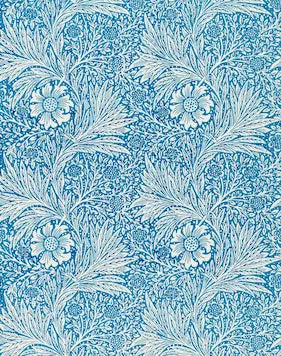 Decorative floral pattern with blue and white colors on a blue background