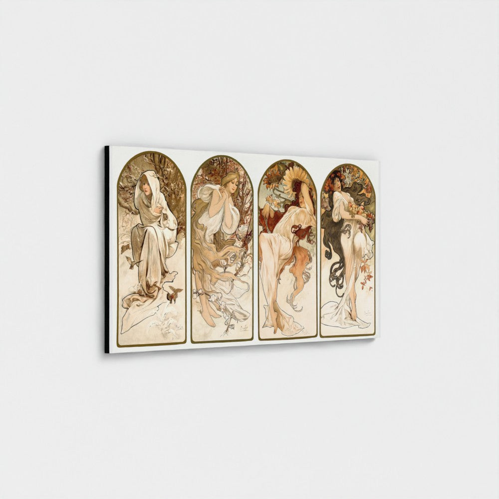 Mucha "Seasons" print (1896) | Iconic Art Nouveau Decorative Panels | Vintage Giclée Reproduction