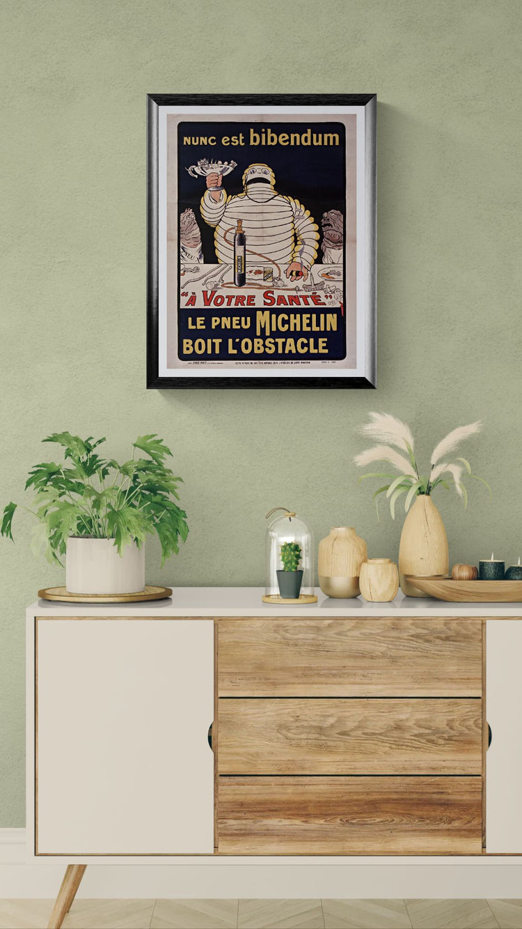 Nunc est Bibendum Poster – Michelin 1900 Advertising Art Fine Art Giclée Reproduction for Industrial Decor