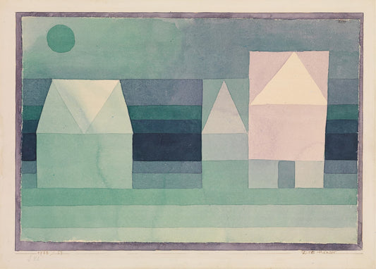 Abstract artwork with geometric shapes and color blocks on a plain background