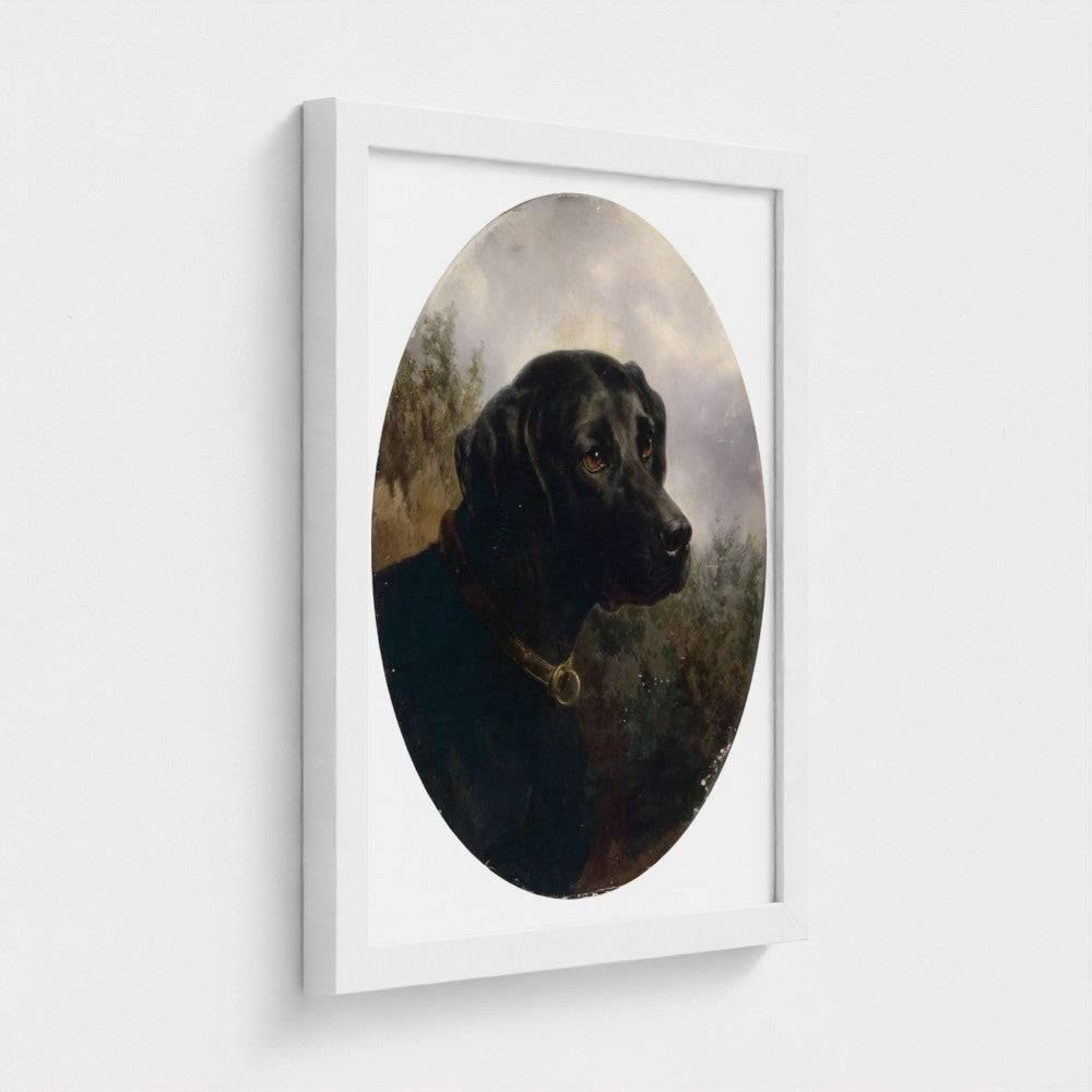 Black Labrador (1871) by Carl Reichert – Victorian Sporting Portrait Print