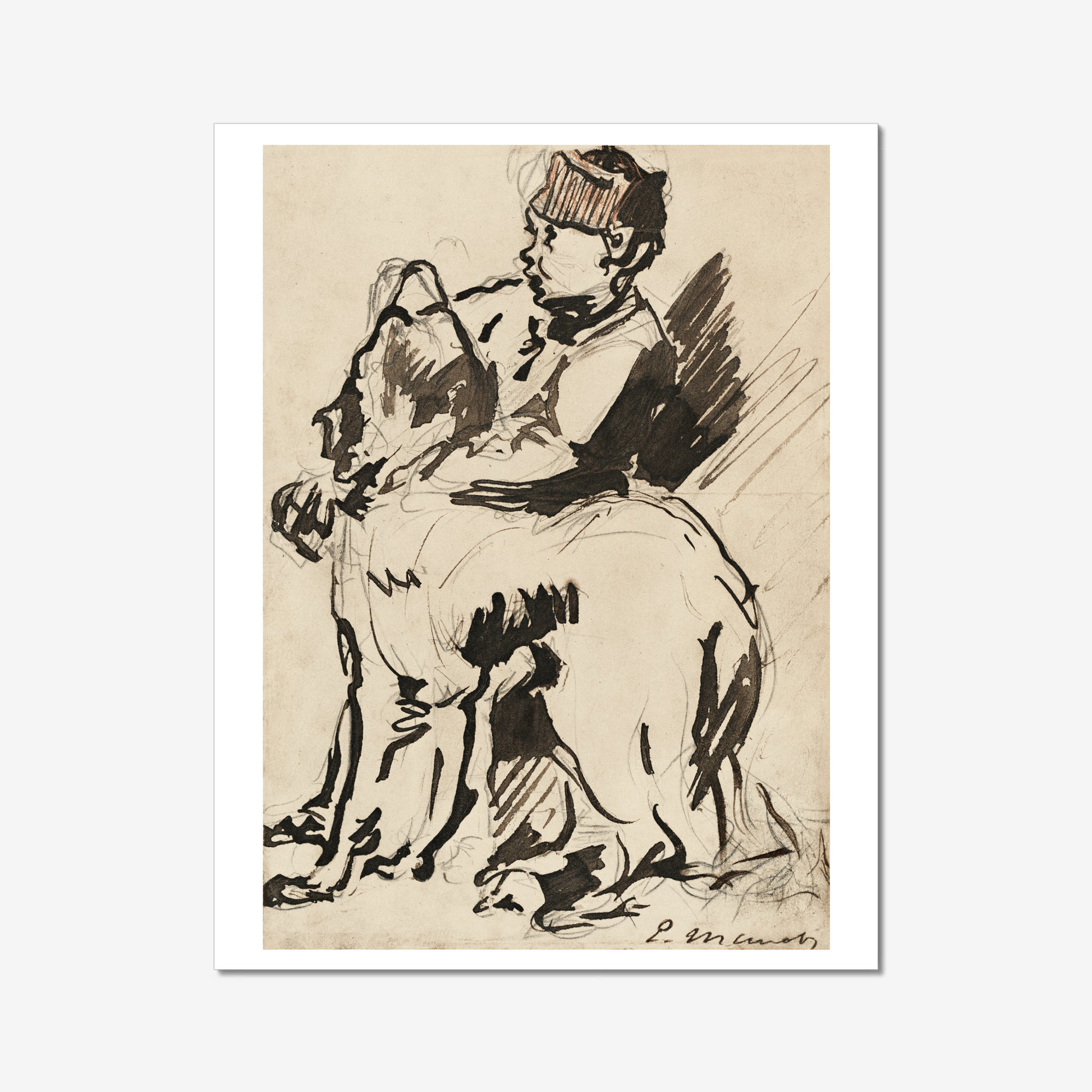 "A Boy Holding His Dog" (1920s) | Édouard Manet dog prints