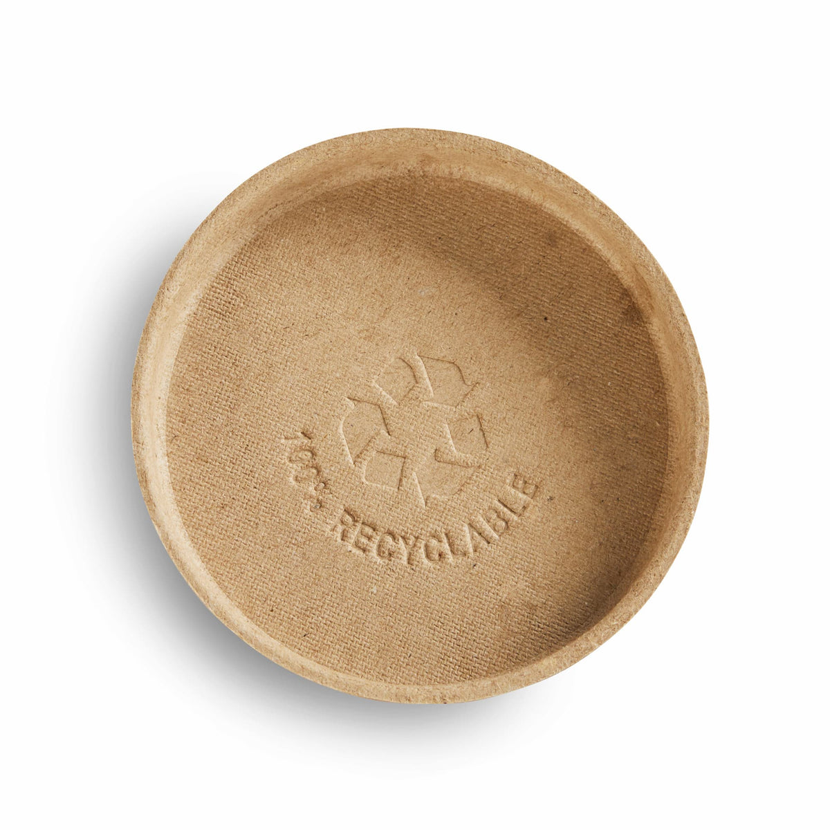 Recyclable brown paper plate on a white background