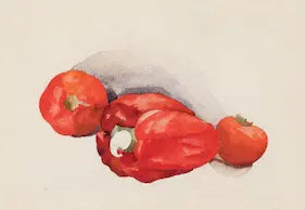 Red bell peppers on a white background