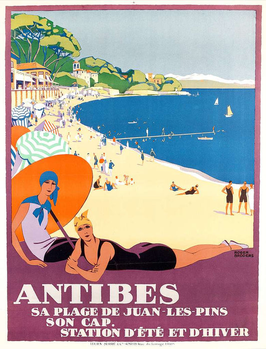 Antibes vintage travel poster print | 1930s | Roger Broders