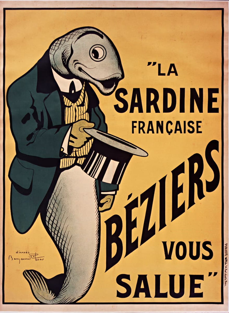 Sardine posters - Benjamin Rabier (c. 1920s) - Vintage French Kitchen decor