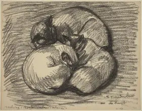 High quality Giclée reproduction of Théophile-Alexandre Steinlen's black and white drawing of three curled up sleeping cats, circa 1898.