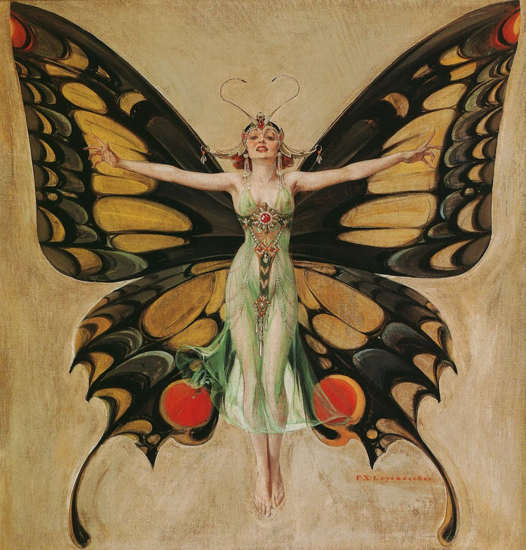 Vintage butterfly art print - Frank Xavier Leyendecker | 1920s Art Deco Glamour and Fantasy Wall Art Giclée