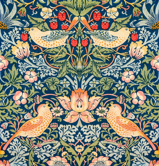 William Morris "Strawberry Thief" Print (1883) | Iconic Arts and Crafts Textile Pattern | Timeless Botanical Wall Decor for Sophisticated Interiors