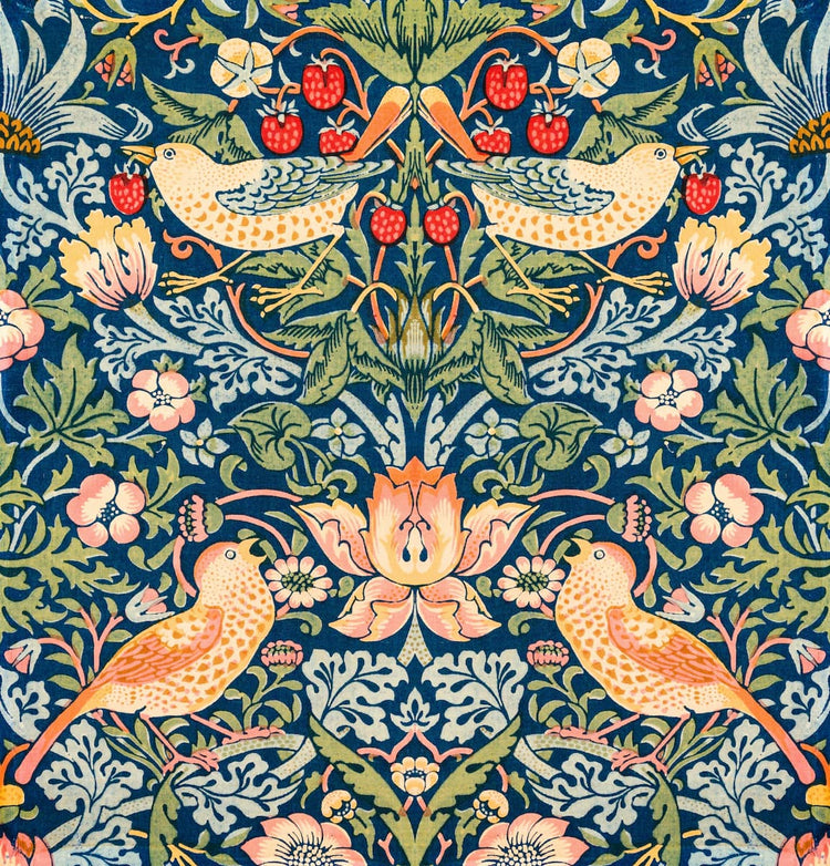 William Morris "Strawberry Thief" Print (1883) | Iconic Arts and Crafts Textile Pattern | Timeless Botanical Wall Decor for Sophisticated Interiors