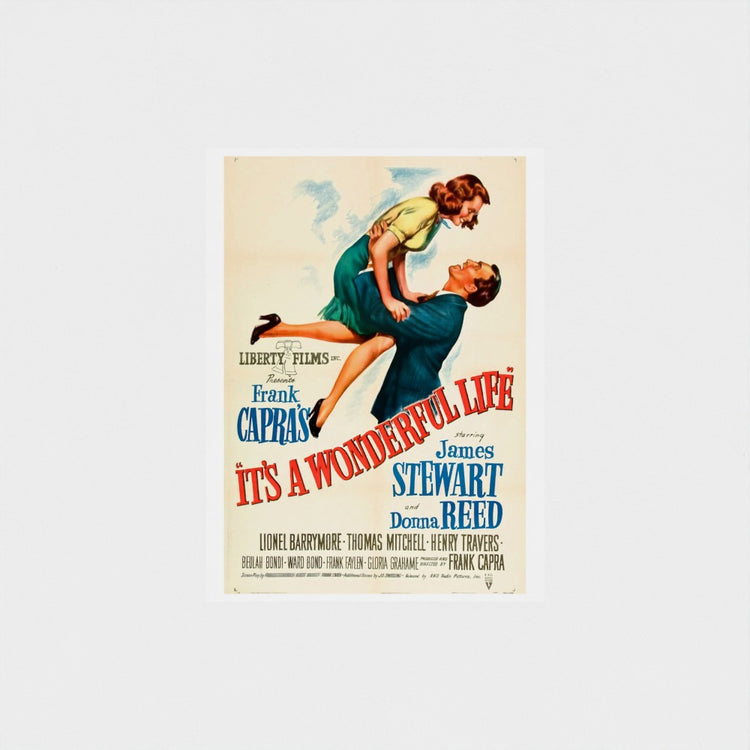 Vintage movie poster for 'It's a Wonderful Life' featuring a man and woman.