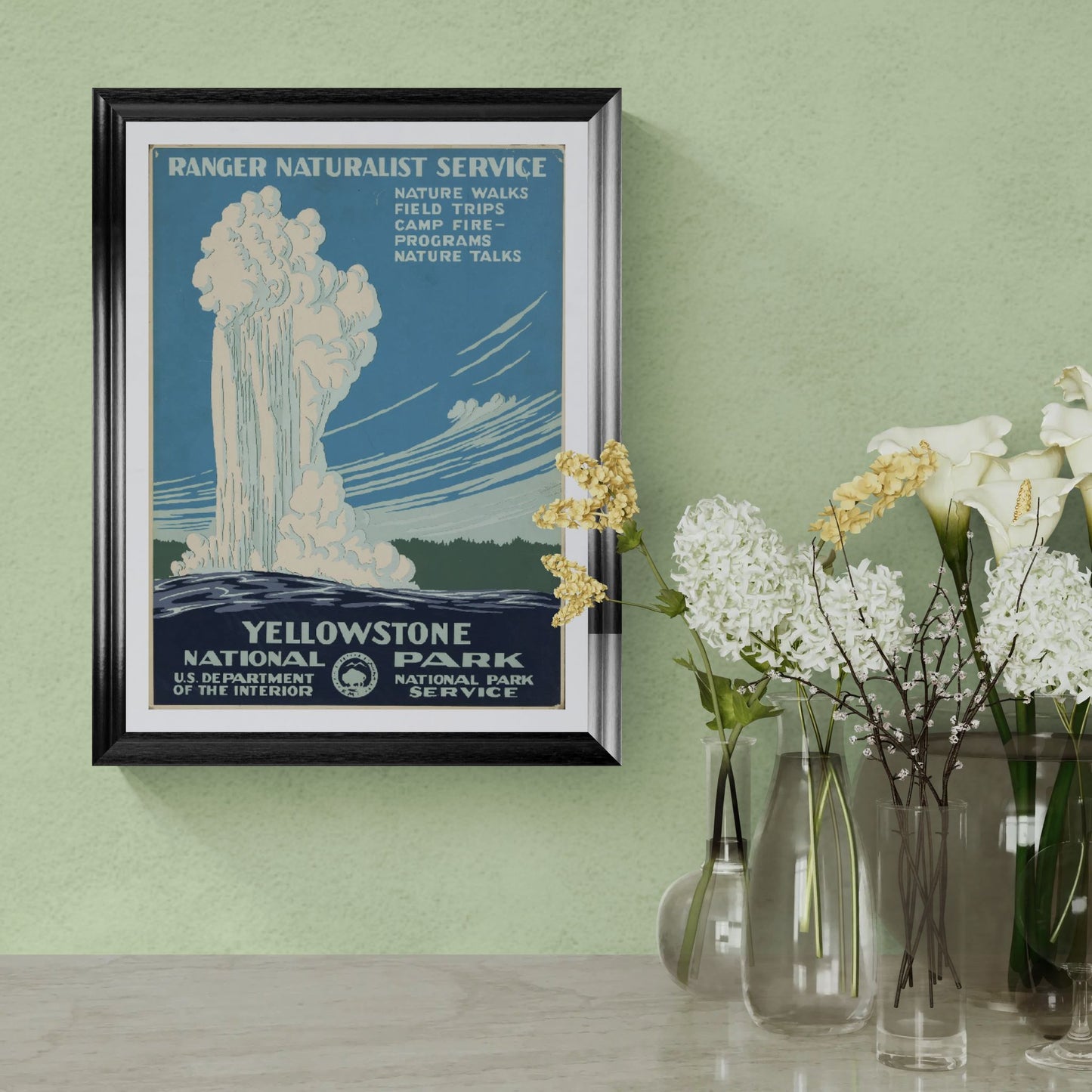 Yellowstone vintage poster (1938): WPA Art Deco Giclée Print