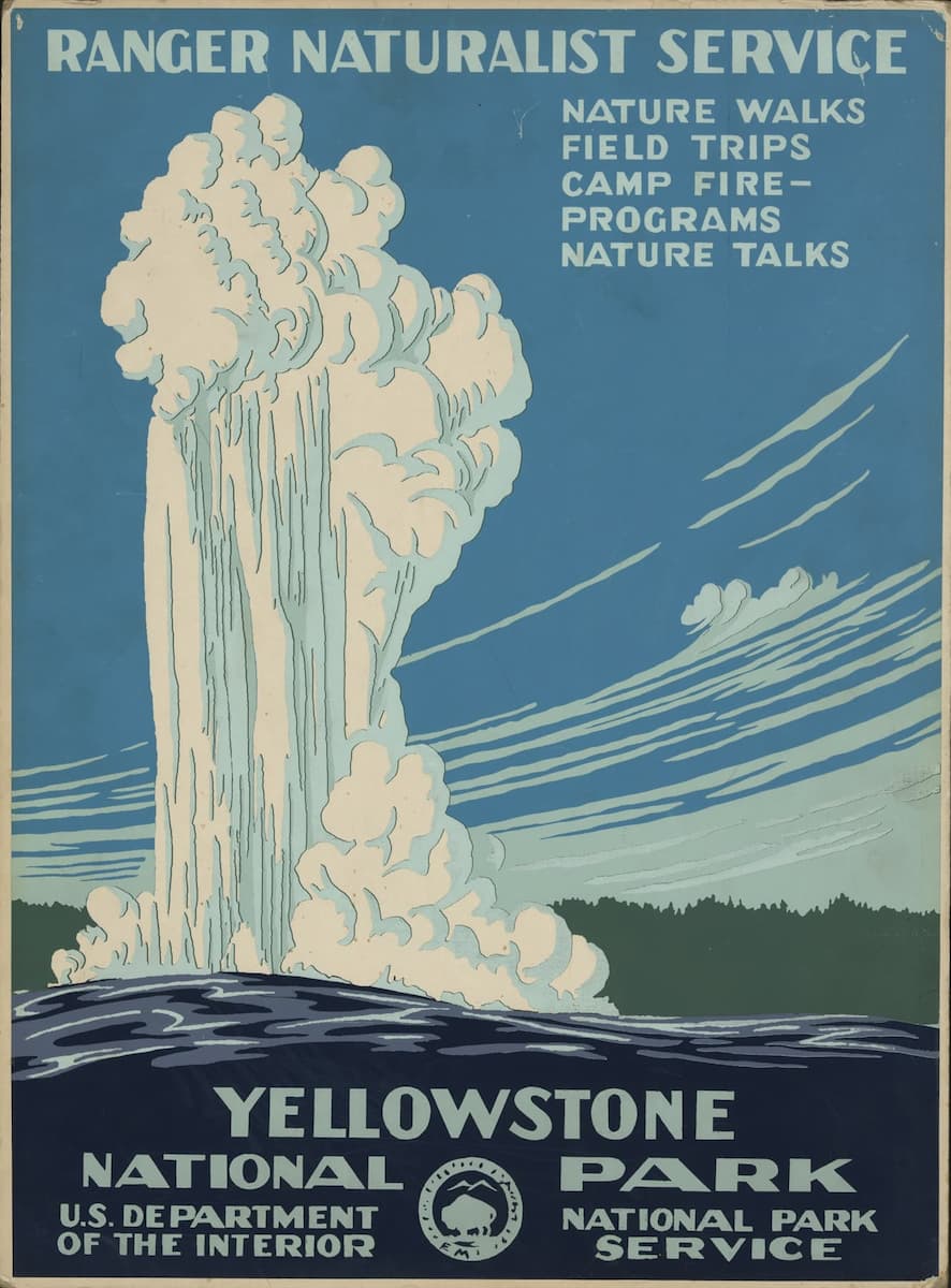 Yellowstone vintage poster (1938): WPA Art Deco Giclée Print
