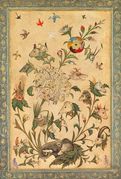 "A floral fantasy of animals and birds" (1600s) | Vintage elephant illustration