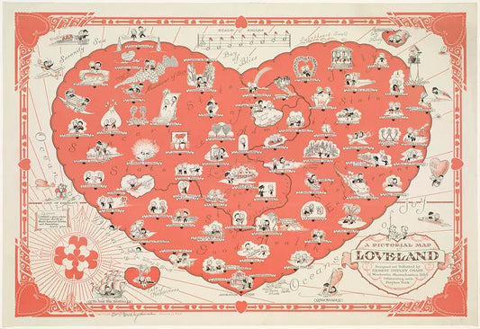 “Loveland” map (1940s) | Love heart artwork | Ernest Dudley Chase Posters, Prints, & Visual Artwork The Trumpet Shop   