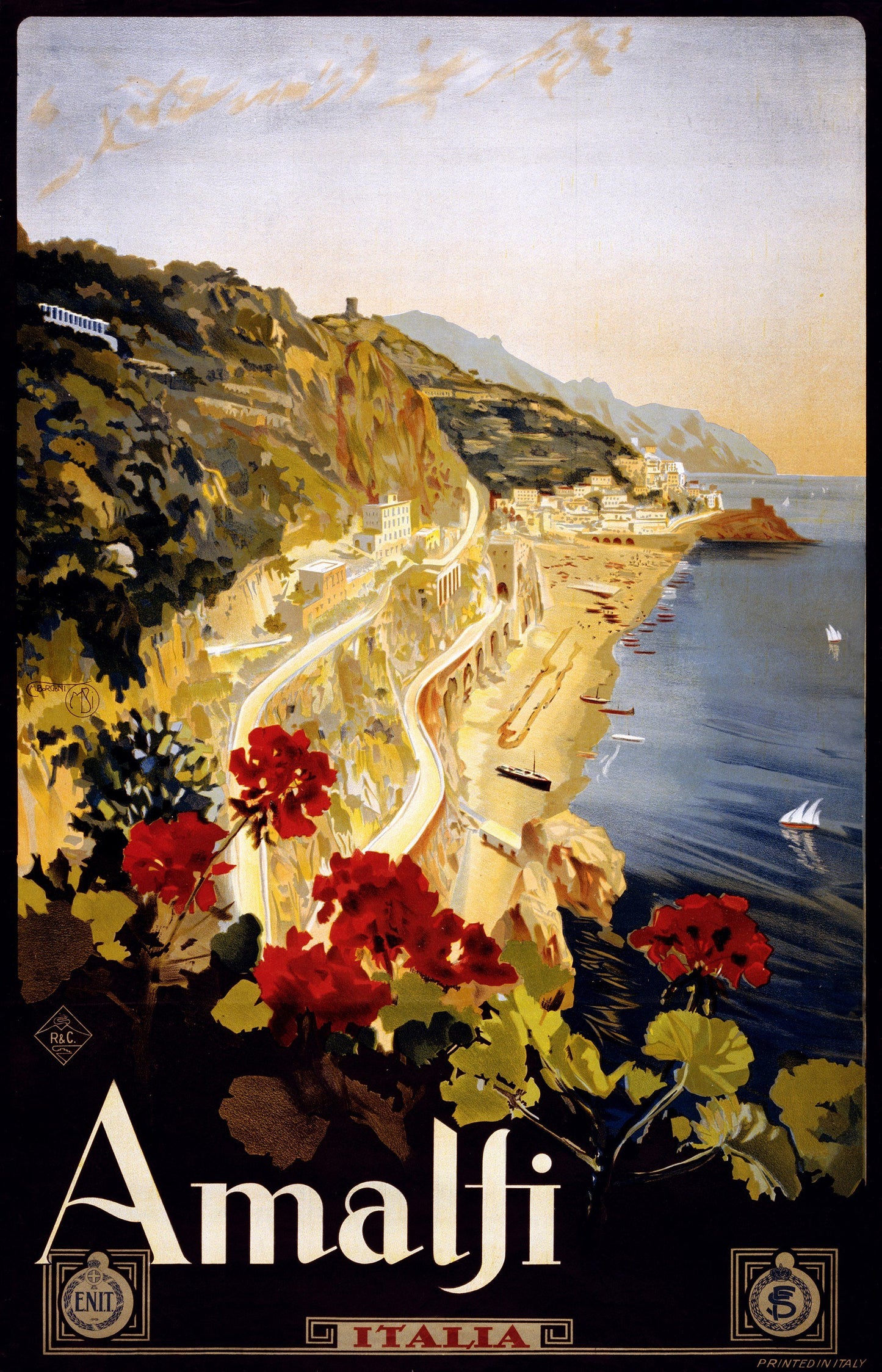 "Amalfi " travel poster (1920s) | Living room wall art print Posters, Prints, & Visual Artwork The Trumpet Shop   