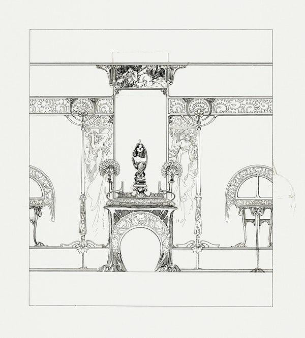 Art Nouveau Fireplace design (1890s) | Alphonse Mucha art print Posters, Prints, & Visual Artwork The Trumpet Shop   